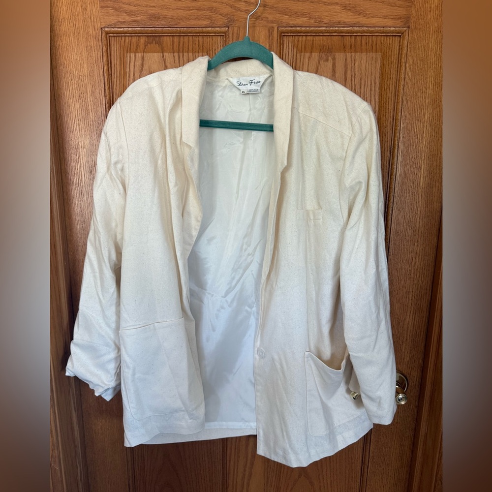 Vintage 100% Silk Heathered Cream Blazer